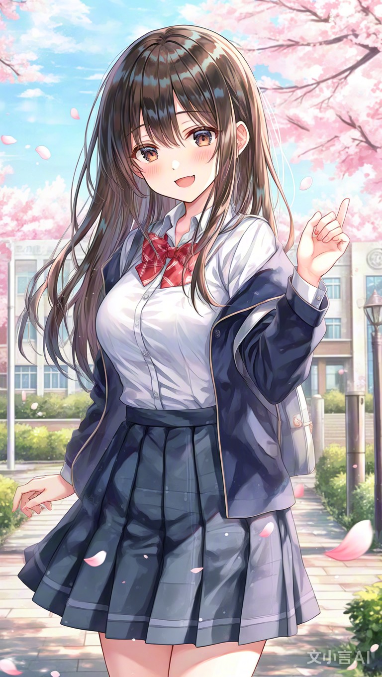 二次元校服美女,长发飘逸微笑迷人 二次元美女身着校服,长发飘逸如云