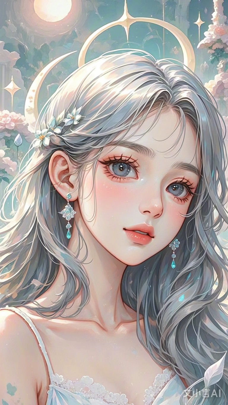 银色长发美女插画,梦幻妆容美哭啦!